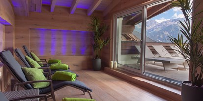 Wellnessurlaub - Bettgrößen: King Size Bett - Samnaun Dorf - Rooftop Relax Lounge - mein romantisches Hotel Garni Toalstock