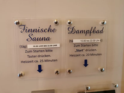 Wellnessurlaub - Bettgrößen: Doppelbett - Hauzenberg (Landkreis Passau) - Finnische Sauna jederzeit selbst aktivierbar (& auch Dampfbad - bei uns allerdings wegen Corona geschlossen) - Thula Wellnesshotel Bayerischer Wald