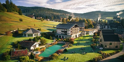 Wellnessurlaub - Hotel-Schwerpunkt: Wellness & Sport - Ottenhöfen im Schwarzwald - Drohnenaufnahme der Hotelanlage - Hotel Engel Obertal - Wellness und Genuss Resort