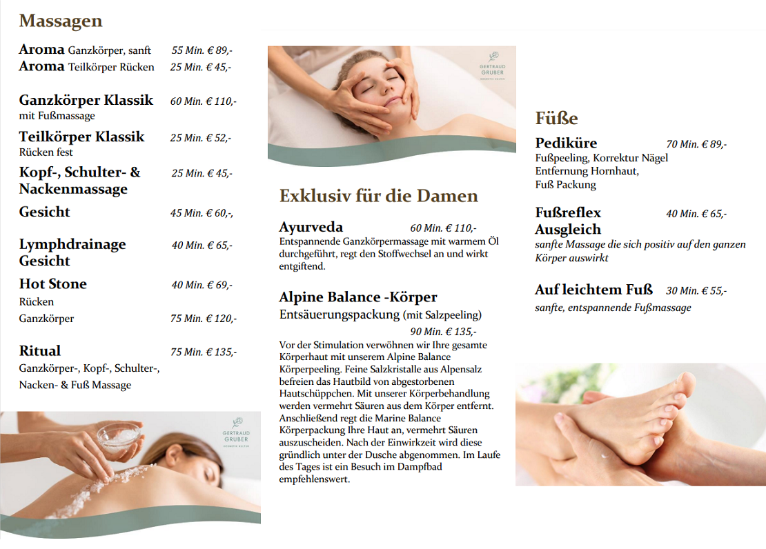 Waldhotel Haag GmbH Massagen im Detail Wellnessanwendungen