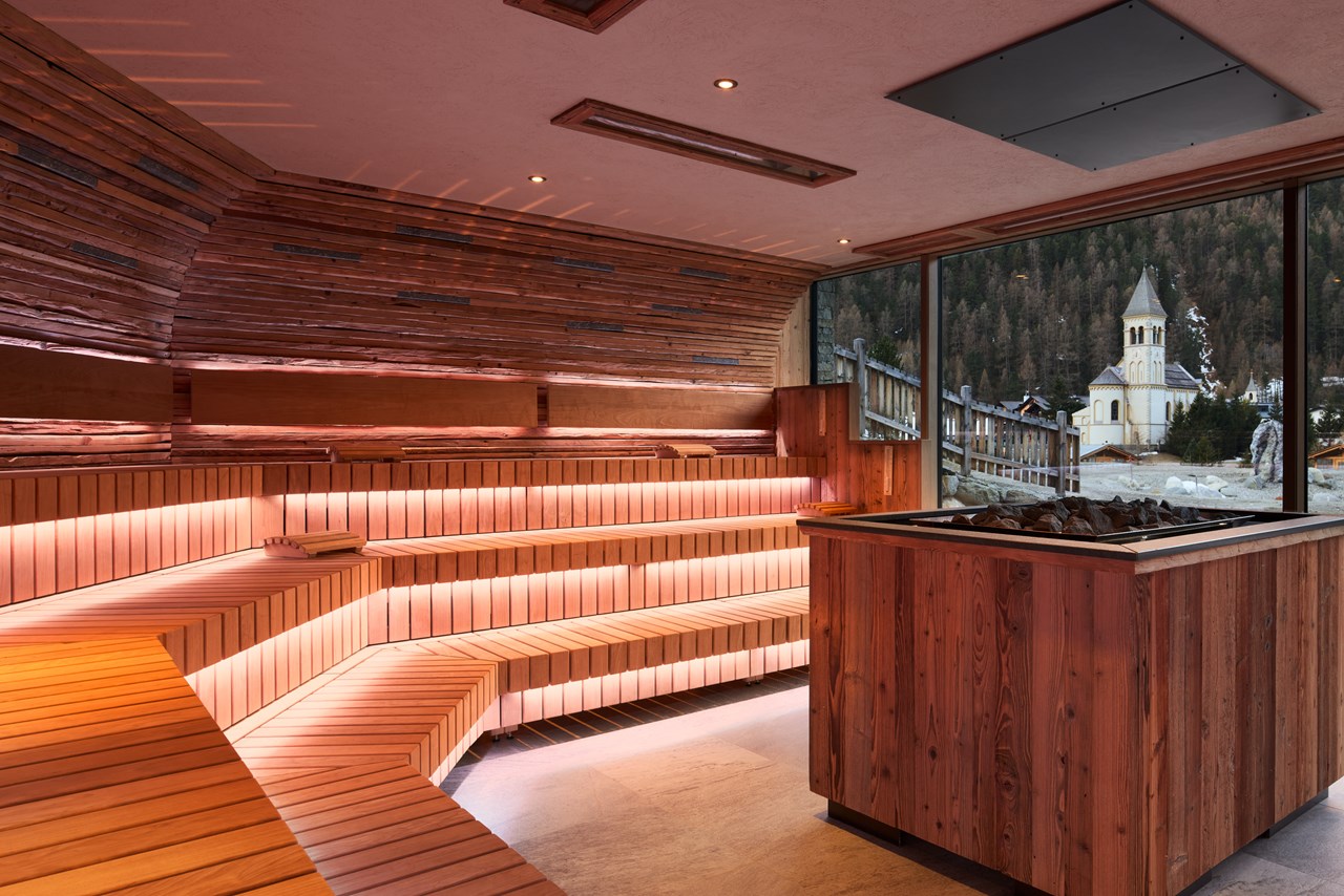 Hotel Post am Ortler Saunen und Bäder im Detail Panorama Sauna