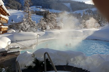 Wellnesshotel: Whirlpool und Schwimmbad im Schnee - Gartenhotel Theresia****S - das "grüne", authentische Hotel.