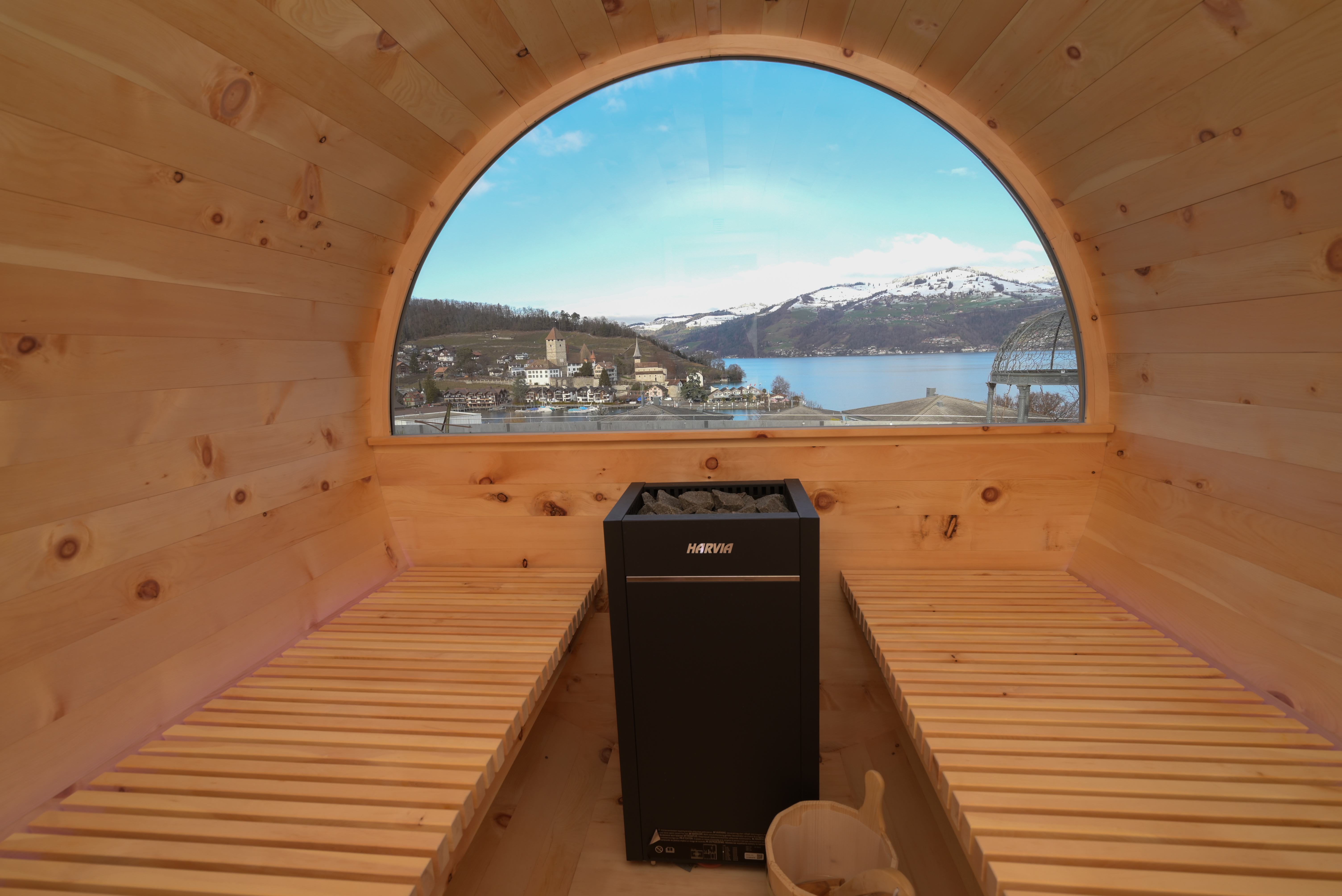 Belvédère Strandhotel Saunen und Bäder im Detail Fasssauna