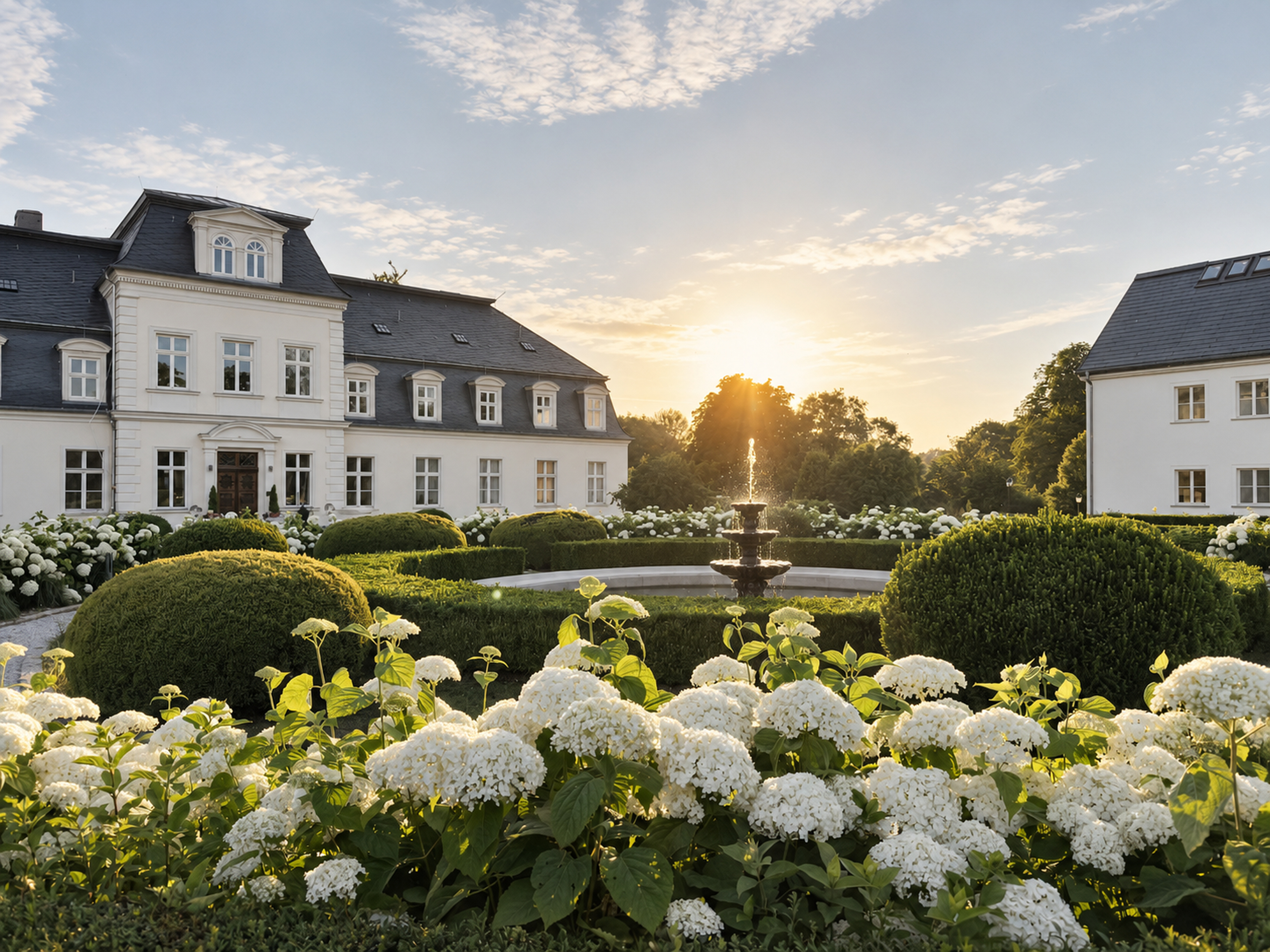 Wellnessurlaub - Verpflegung: All-inclusive - Ansicht Schloss mit Springbrunnen - THE RESET HOTEL