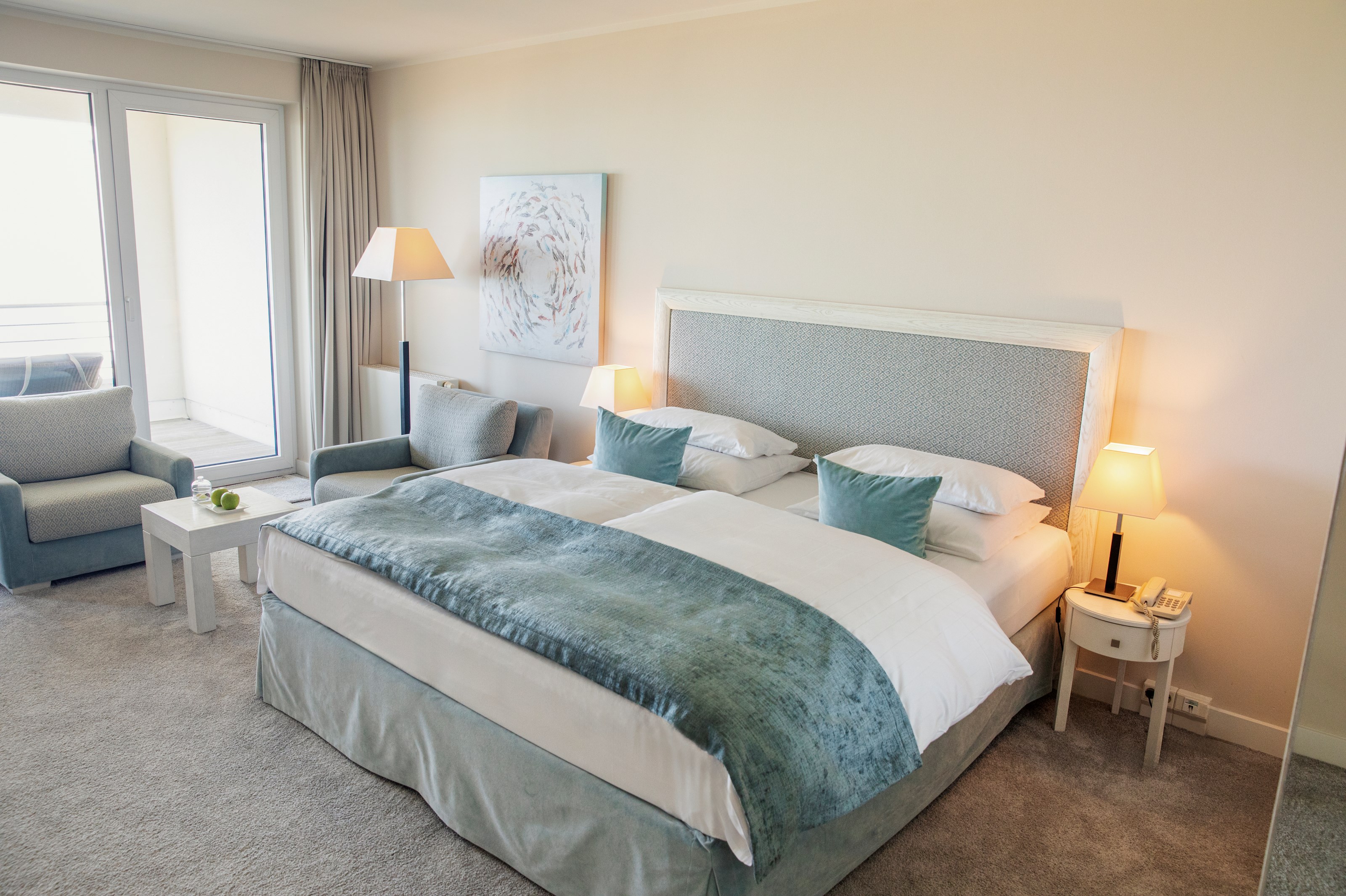 Wellnesshotel: Doppelzimmer Meerblick - Strandhotel Dünenmeer