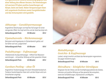 Romantik- & Wellnesshotel Deimann Massagen im Detail Ayurveda Massagen