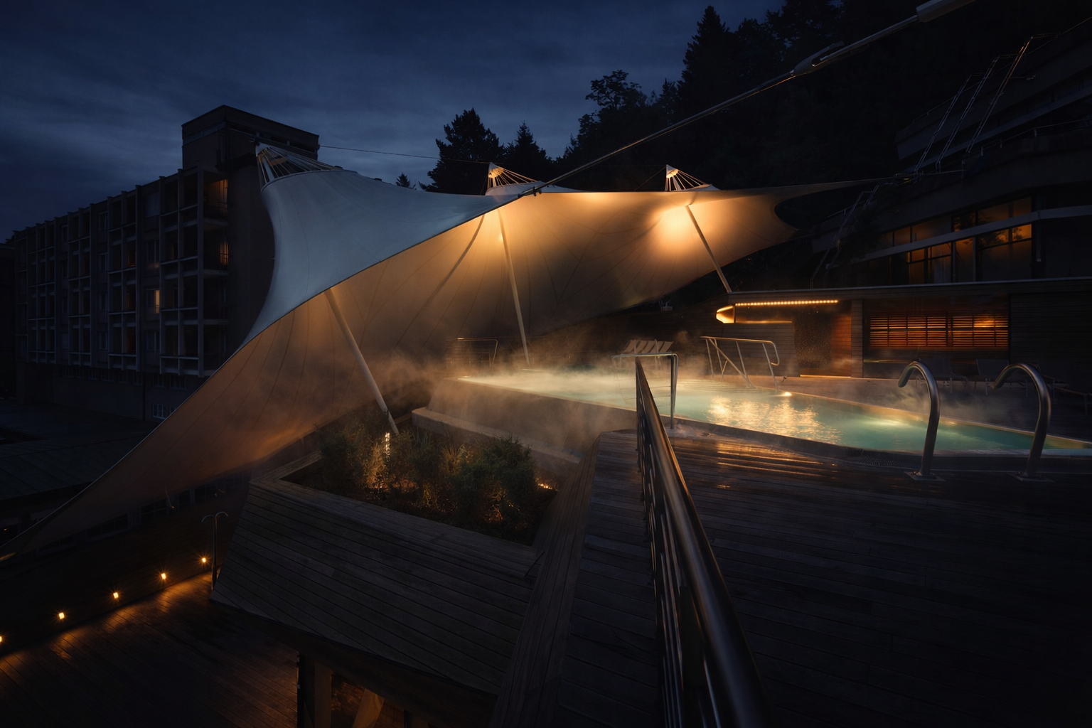 Wellnesshotel: Thermalwasser-Aussenpool im angebundenen "Palais Thermal" - Mokni’s Palais Hotel & SPA - Sauna | Spa, Wasser
