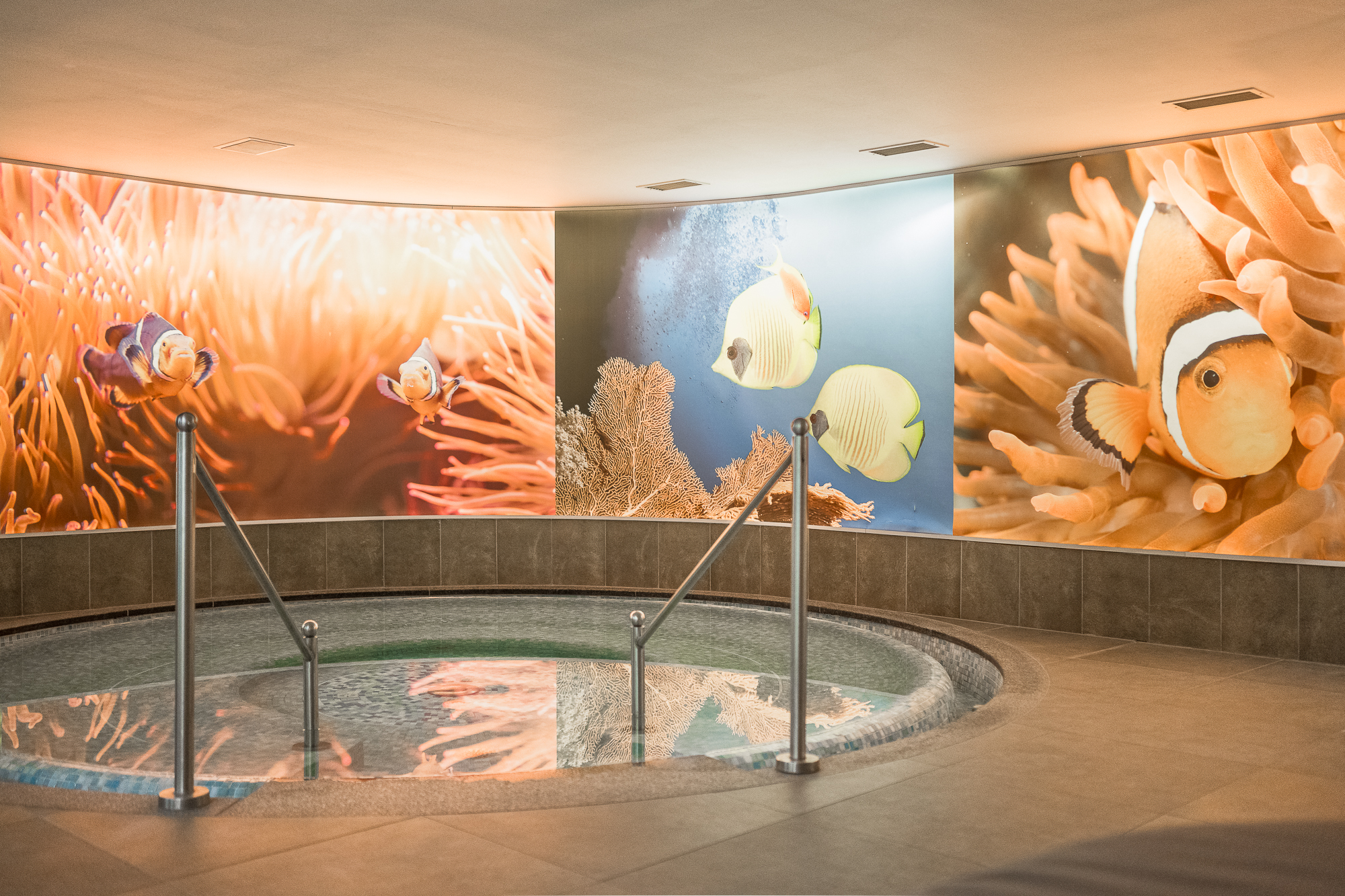 Feldhof DolceVita Resort Saunen und Bäder im Detail Whirlpool 34 °C im Family-Spa