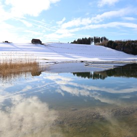 Wellnesshotel: Der See bietet im Winter eine ganz besonders entspannende Atmosphäre. - Haubers Naturresort