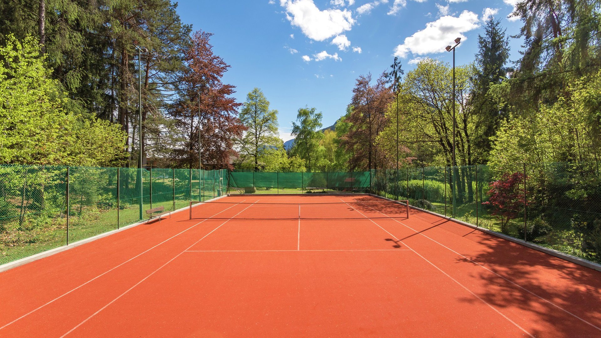Wellnesshotel: Kunstrasen/Quarzsand Tennisplatz, direkt in unserem Waldpark und kostenfrei für unsere Hausgäste  - Hotel Der Waldhof